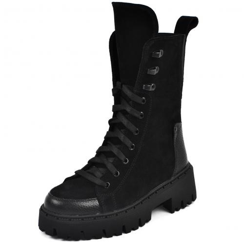 Ботинок Бона черный флотар замш д