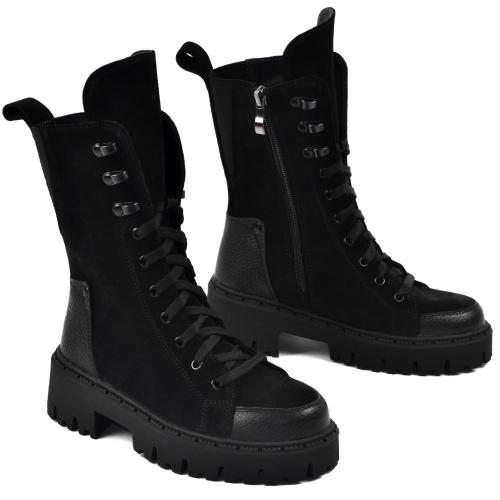 Ботинок Бона черный флотар замш д