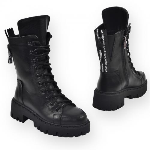 Ботинок Бона черная кожа д