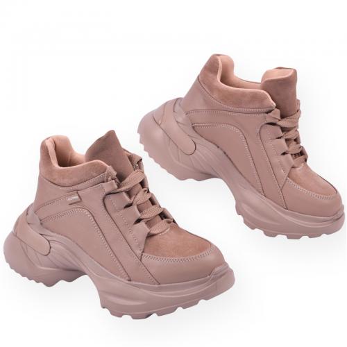 Ботинок Роуз бежева кожа замш д