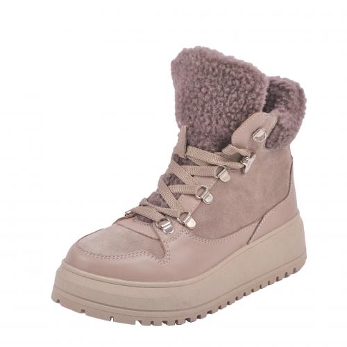 Ботинок Лама бежевая кожа замш