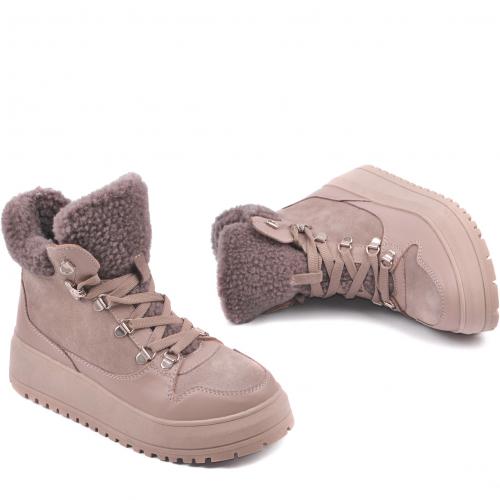 Ботинок Лама бежевая кожа замш