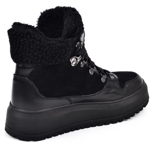 Ботинок Лама черная кожа замш