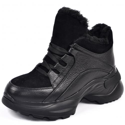 Ботинок Роуз черный флотар замш