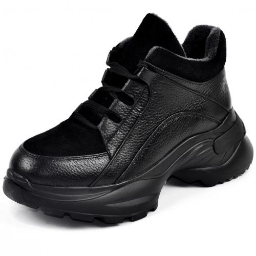 Ботинок Роуз черный флотар замш