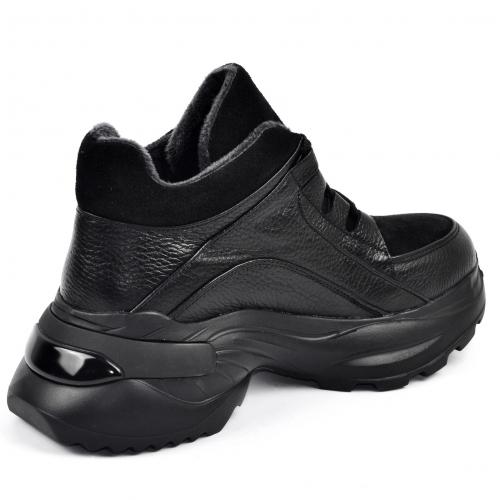 Ботинок Роуз черный флотар замш