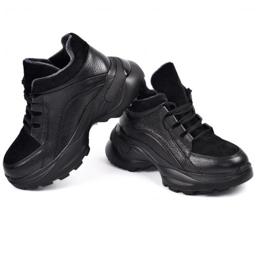 Ботинок Роуз черный флотар замш