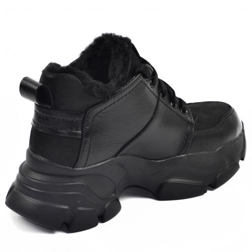 Ботинок Теона черная кожа замш