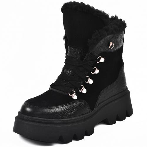 Ботинок Хлоя черный флотар замш