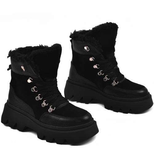 Ботинок Хлоя черный флотар замш