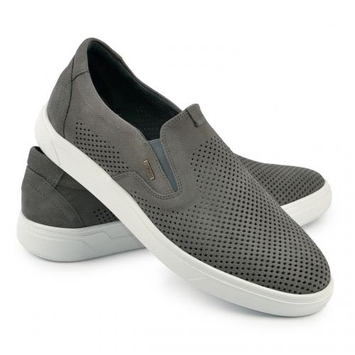 Бугатти серый нубук перфорация