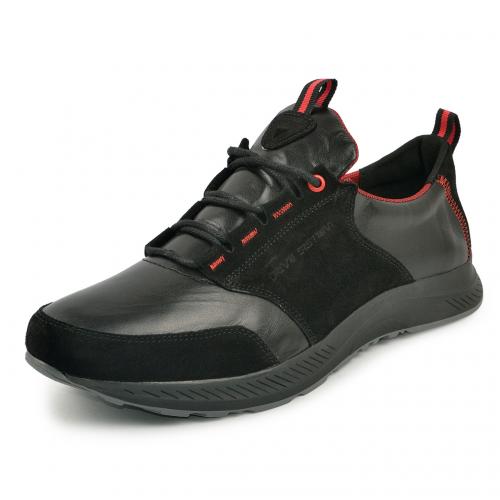 Лакоста черная кожа замш