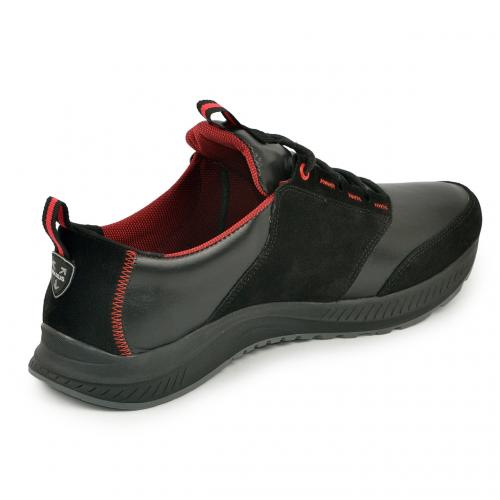 Лакоста черная кожа замш