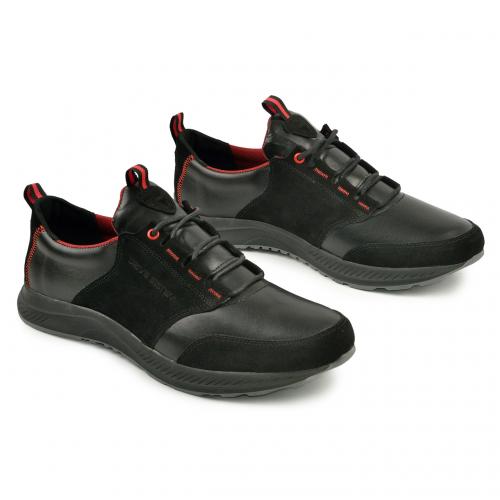 Лакоста черная кожа замш